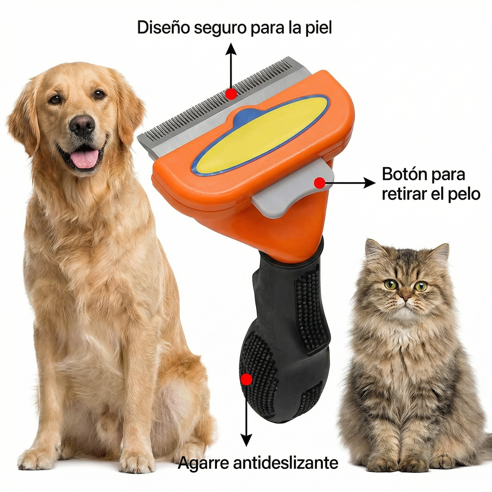 Cepillo Deslanador Profesional para Perros y Gatos