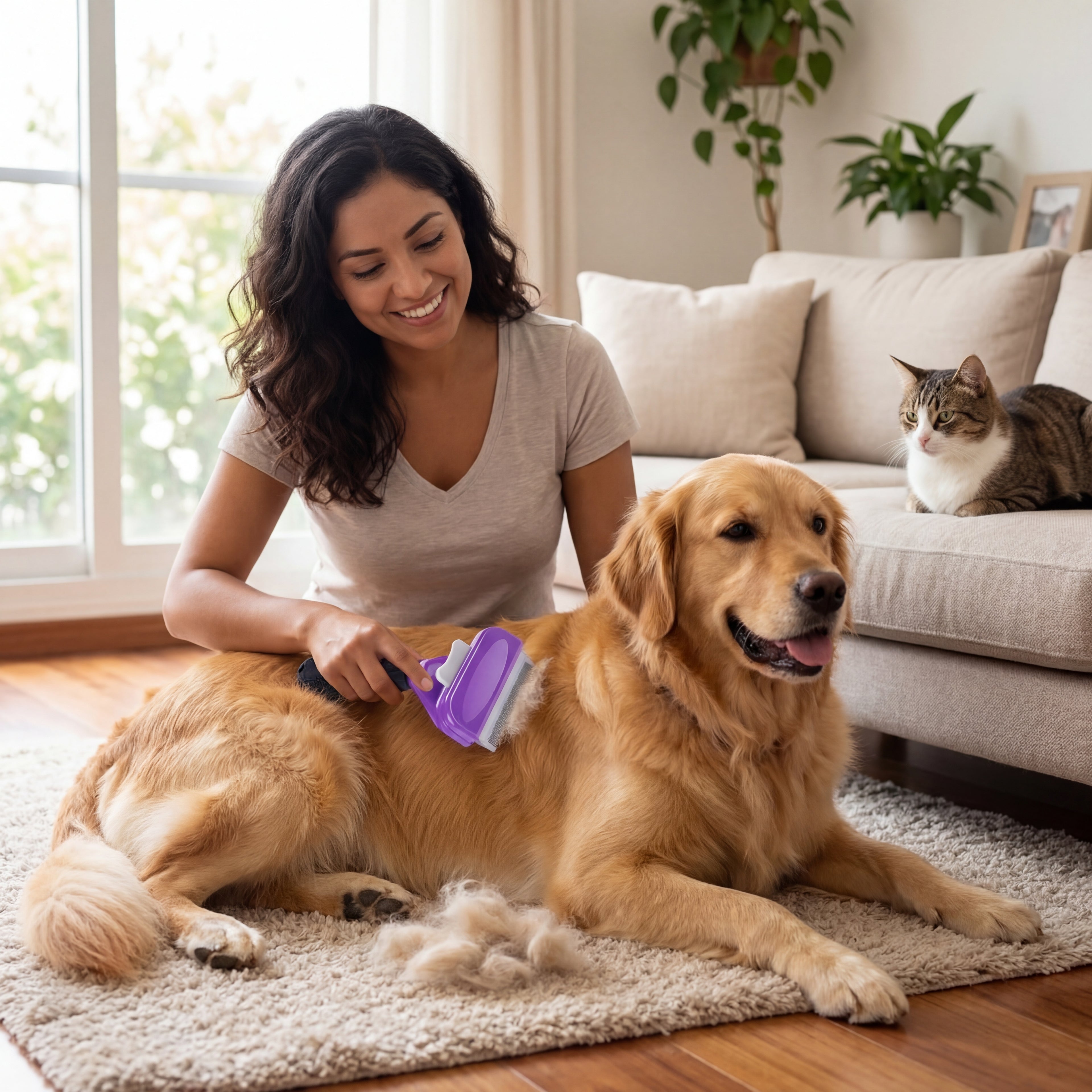 Cepillo Deslanador Profesional para Perros y Gatos
